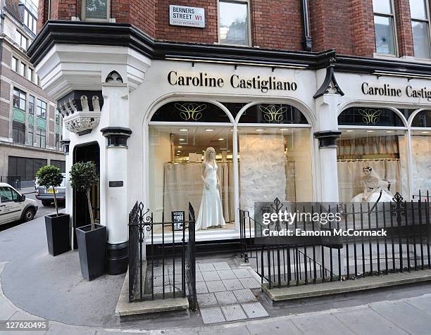 General view of the Caroline Castigliano shop, one of a number of designers rumoured to be creating Catherine Middleton's wedding dress, in Berners...