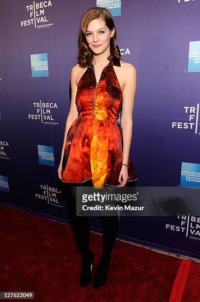 Amber Anderson attends the premiere of "The Lotus Eaters" during the 10th annual Tribeca Film Festival at SVA Theater 1 on April 21, 2011 in New York...