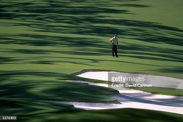 Jose Maria Olazabal of Spain looks onto the green during the US Masters at Augusta National Golf Club in Georgia, USA. \ Mandatory Credit: David...