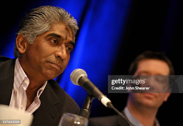 Hyde Park Entertainment Group's CEO Ashok Amritraj and DreamWorks Studios' president and CEO Jeff Small attend Variety's 2011 Film Finance Forum...