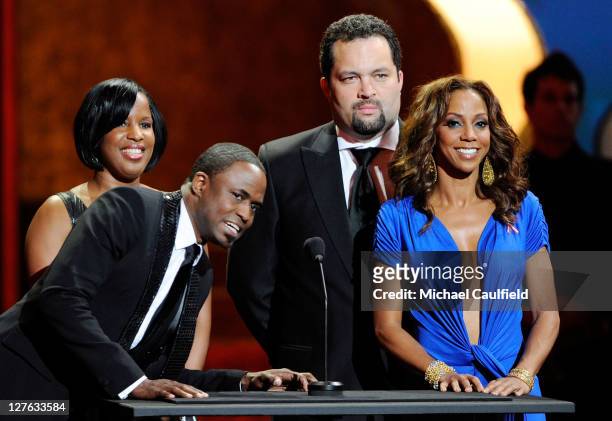 Host Wayne Brady, Chairman of the NAACP National Board of Directors Roslyn M. Brock, NAACP president Benjamin Todd Jealous, and host Holly Robinson...