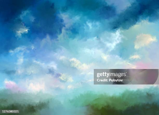 sommerlandschaft - dramatischer himmel stock-grafiken, -clipart, -cartoons und -symbole