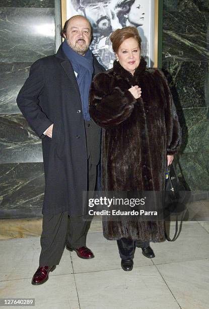 Fedra Lorente and husband attend Ispansi photocall at Capitol Cinema on March 3, 2011 in Madrid, Spain.