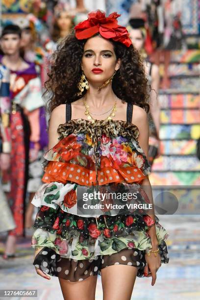 Model walks the runway at the Dolce & Gabbana Ready to Wear Spring/Summer 2021 fashion show during the Milan Women's Fashion Week on September 23,...