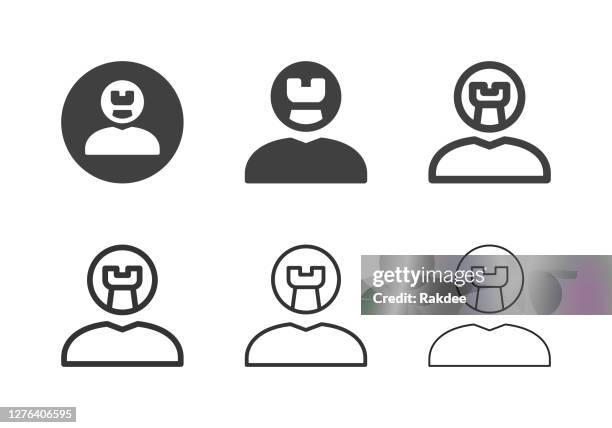 human head chess icons - multi series - queens head stock illustrations