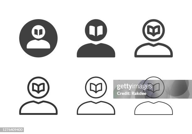 human head book icons - multi series - human interest stock illustrations