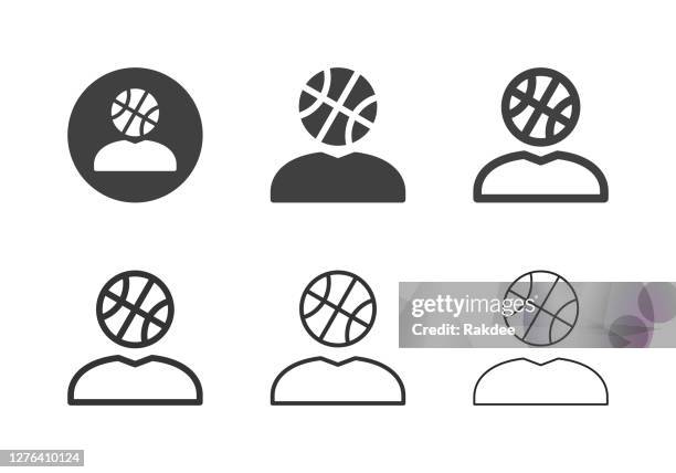 human head basketball icons - multi series - human interest stock illustrations