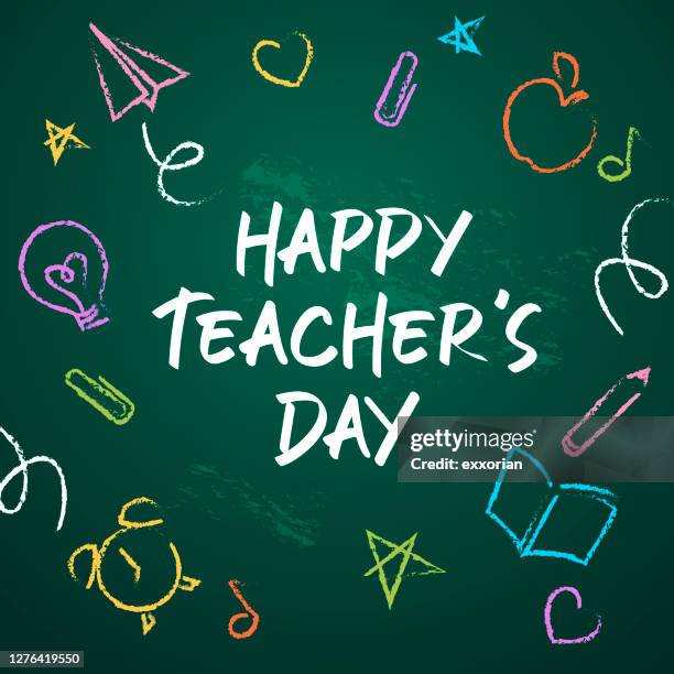 ilustrações de stock, clip art, desenhos animados e ícones de happy teacher’s day - desenho a lápis de cera