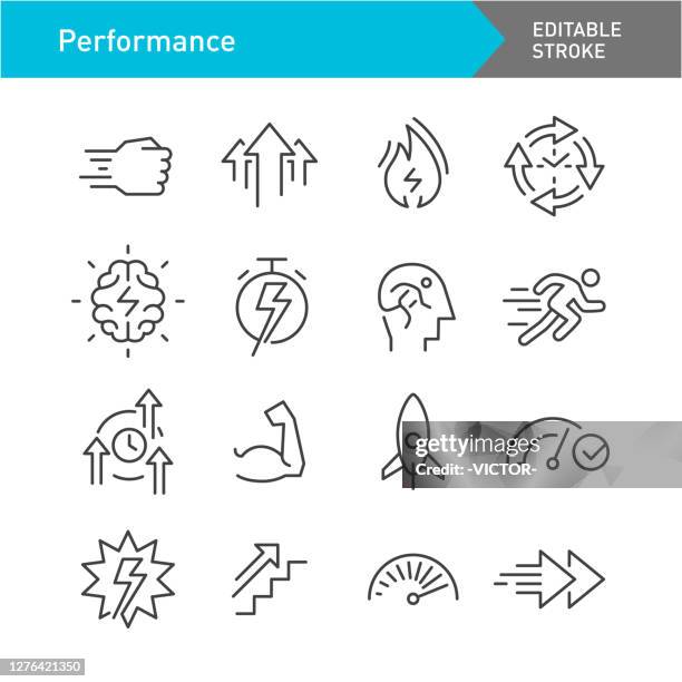 performance icons - linienserie - bearbeitbarer hub - hirnverbrannt stock-grafiken, -clipart, -cartoons und -symbole