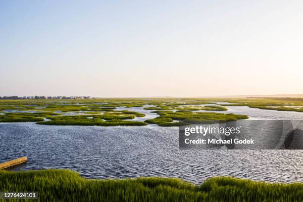 aerial view of wetlands near sunset beach north carolina - north carolina aerials stock pictures, royalty-free photos & images