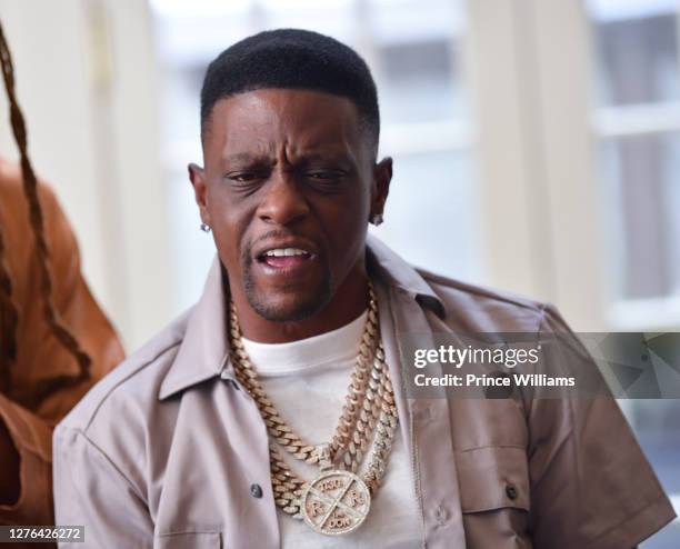 Rapper Lil Boosie on the set of the music Video "Shottas" at Private Residence on September 23, 2020 in Atlanta, Georgia.