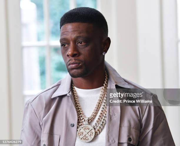 Rapper Lil Boosie on the set of the music Video "Shottas" at Private Residence on September 23, 2020 in Atlanta, Georgia.