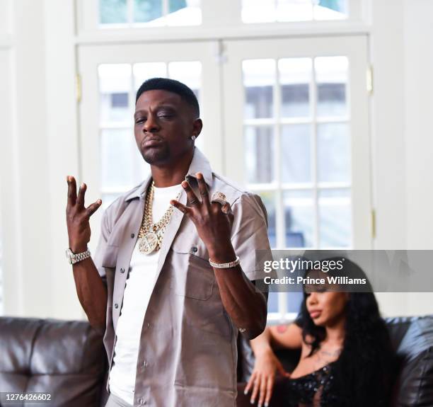 Rapper Lil Boosie on the set of the music Video "Shottas" at Private Residence on September 23, 2020 in Atlanta, Georgia.