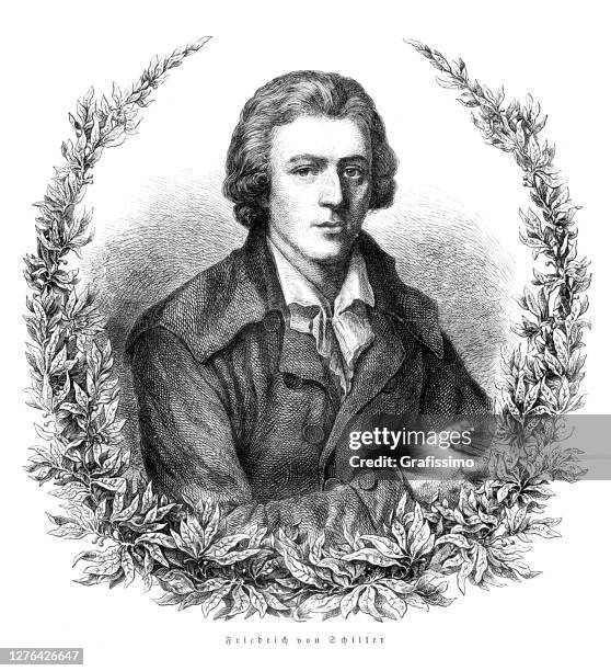 ilustrações, clipart, desenhos animados e ícones de retrato de friedrich von schiller aos 26 anos - 1850 1859