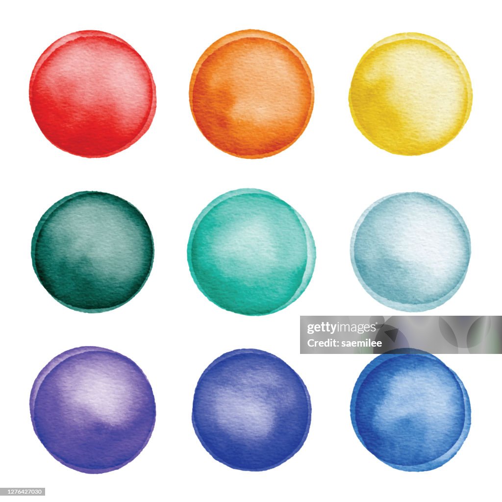 Ensemble de points colorés d’aquarelle
