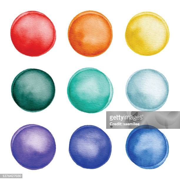 watercolor colorful dots set - sports round stock illustrations