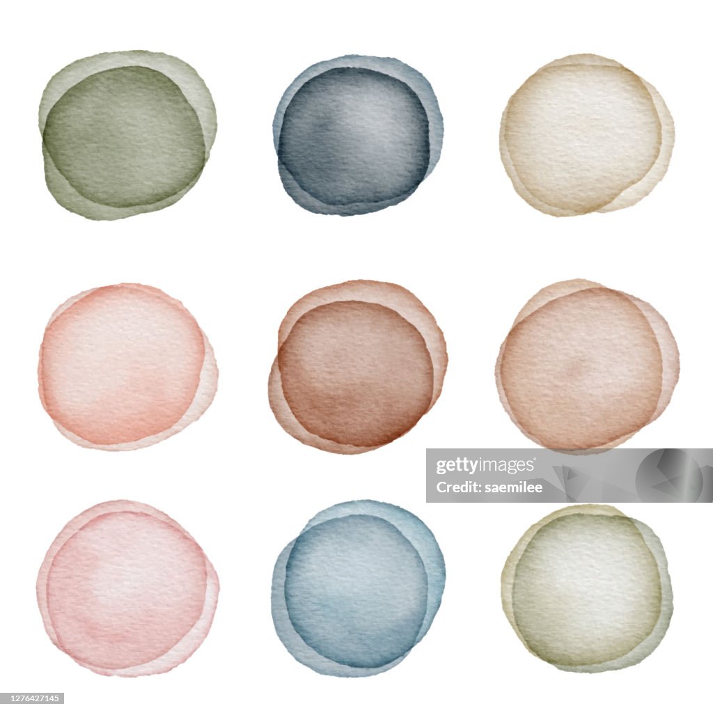 Ensemble d’éléments de conception de points d’aquarelle
