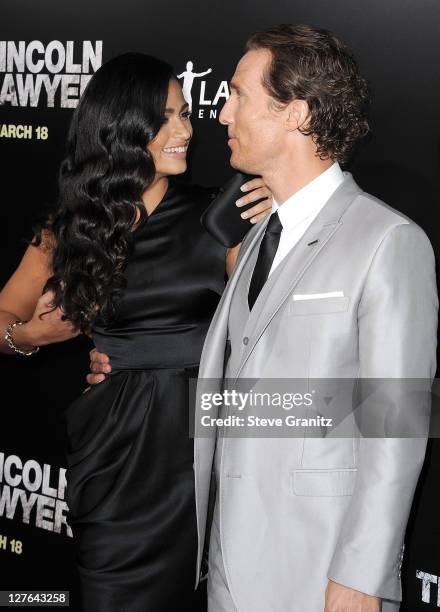 Actor Matthew McConaughey and Camila Alves attends the "The Lincoln Lawyer" Los Angeles Screening at the ArcLight Cinemas on March 10, 2011 in...