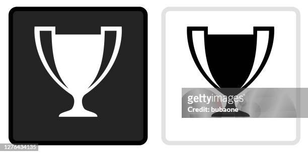 trophy icon on  black button with white rollover - championship stock illustrations