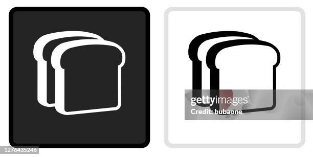 bread slices icon on black button with white rollover - toast bread stock illustrations