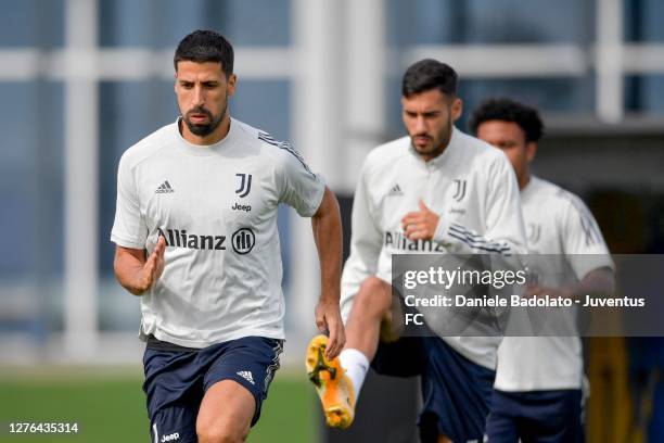 Juventus player Sami Khedira during a training session at JTC on September 24, 2020 in Turin, Italy.