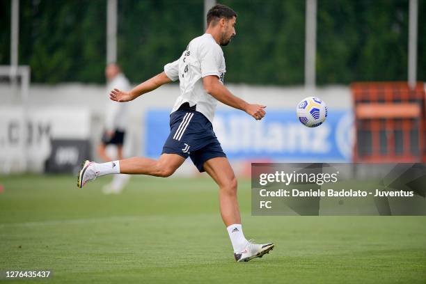 Juventus player Sami Khedira during a training session at JTC on September 24, 2020 in Turin, Italy.