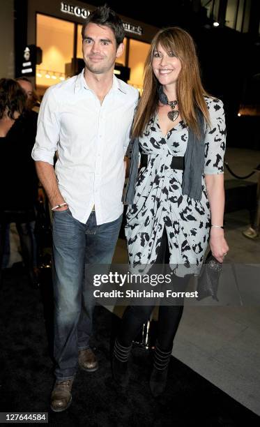 England cricketer James Anderson and wife Daniella Lloyd attend the Manchester launch of Nicky Clarke at Nicky Clarke on March 31, 2011 in...