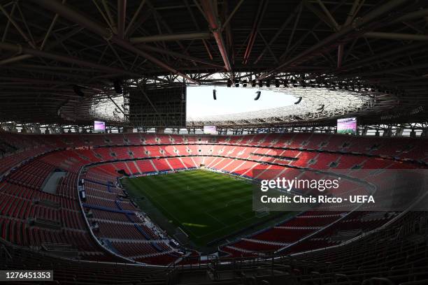 General view inside the stadium prior to the UEFA Super Cup match between FC Bayern Munich and FC Sevilla at Puskas Arena on September 24, 2020 in...