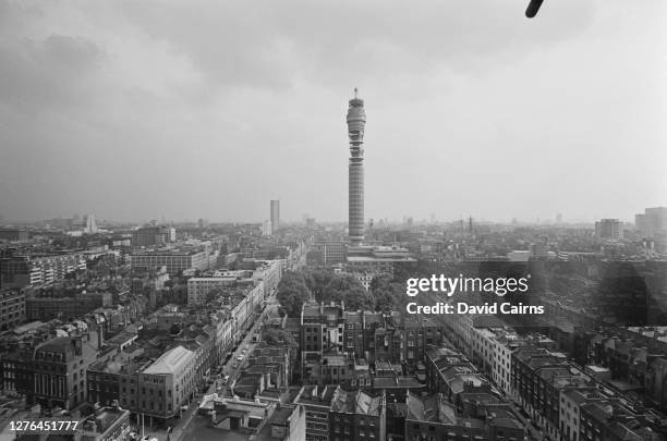 The Post Office Tower, later the BT Tower, in London, UK, 7th August 1965.