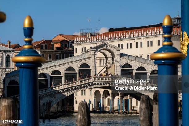 the famous rialto brige above the grand canal in venice, italy - リアルト橋 ストックフォトと画像