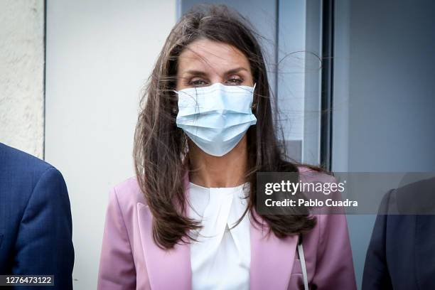 Queen Letizia of Spain arrives to attend a meeting at AECC on September 24, 2020 in Madrid, Spain.