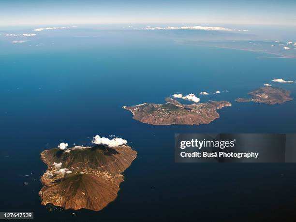 aeolian islands, salina, lipari and vulcano - チレニア海 ストックフォトと画像