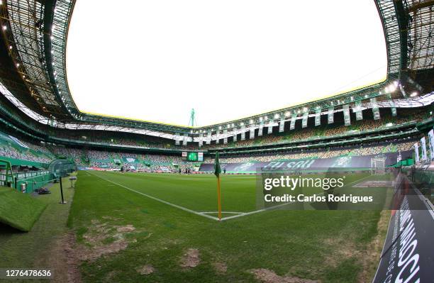 General view inside the stadium prior to the UEFA Europa League third qualifying round match between Sporting CP and Aberdeen at Estadio Jose...