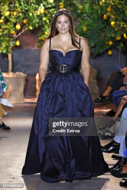 Model Ashley Graham walks the runway during the Etro fashion show during Milan Women's Fashion Week Spring/Summer 2021 on September 24, 2020 in...