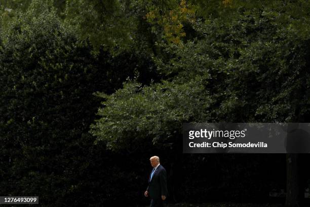 President Donald Trump departs the White House September 24, 2020 in Washington, DC. Trump is traveling to North Carolina, where he is expected to...