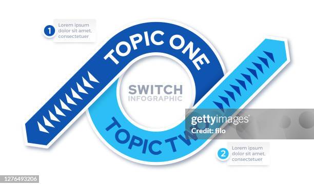 ilustrações, clipart, desenhos animados e ícones de switching swap reverse two topic infographic template - texto de amostra