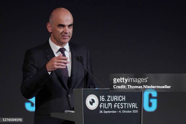 Federal Councillor Alain Berset attends the opening ceremony of the 16th Zurich Film Festival at Kino Corso on September 24, 2020 in Zurich,...