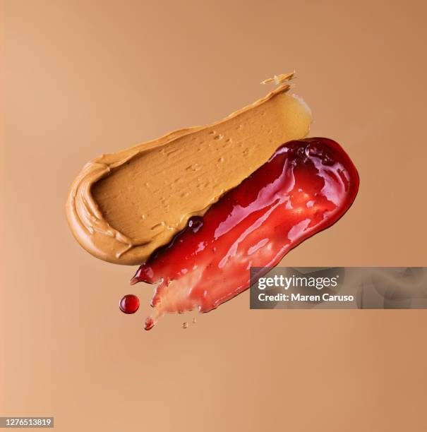 peanut butter jelly smears - raspberry jam stock pictures, royalty-free photos & images