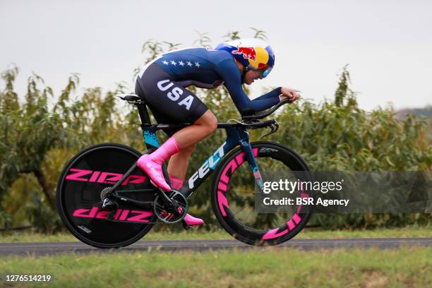 Chloe Dygert of USA competes during the women Elite Time Trial at the UCI Road World Championships on September 24, 2020 in Imola, Italy.