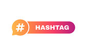 Hashtag label. Message bubbles with place for your text. Social media design concept. Vector illustration