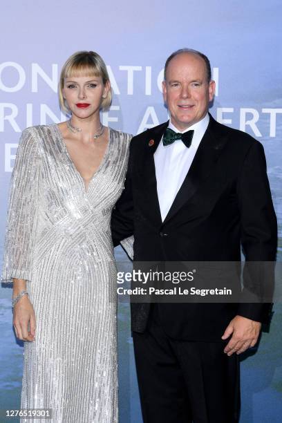 Princess Charlène of Monaco and HSH Prince Albert II of Monaco attend the Monte-Carlo Gala For Planetary Health on September 24, 2020 in Monte-Carlo,...