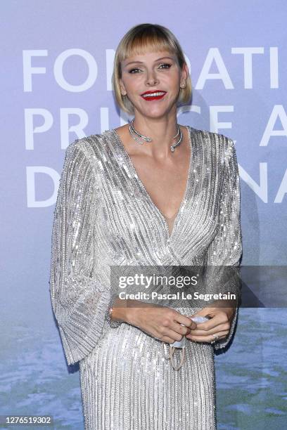 Princess Charlène of Monaco and HSH Prince Albert II of Monaco attend the Monte-Carlo Gala For Planetary Health on September 24, 2020 in Monte-Carlo,...