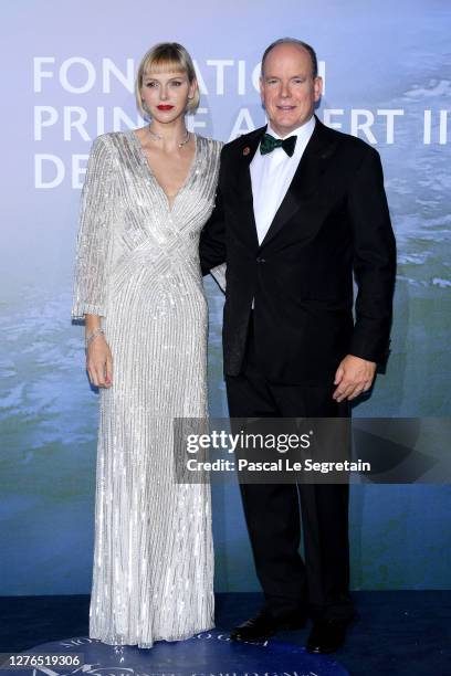 Princess Charlène of Monaco and HSH Prince Albert II of Monaco attend the Monte-Carlo Gala For Planetary Health on September 24, 2020 in Monte-Carlo,...