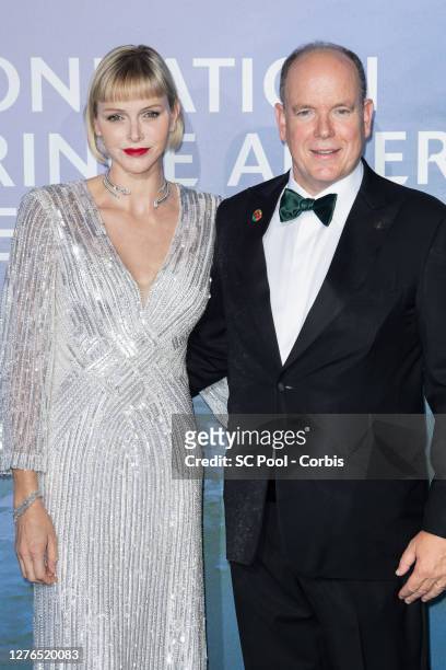 Princess Charlene of Monaco and Prince Albert II of Monaco attend the Monte-Carlo Gala For Planetary Health on September 24, 2020 in Monte-Carlo,...