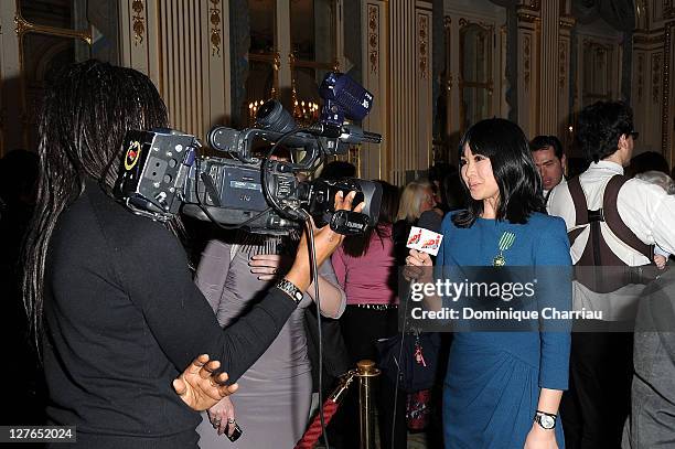 Linh-Dan Pham meets press after she receives the medal "Chevalier des Arts et lettre" at Ministere de la Culture on April 5, 2011 in Paris, France.