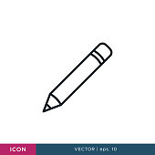 Pencil icon vector illustration design template. Editable stroke.