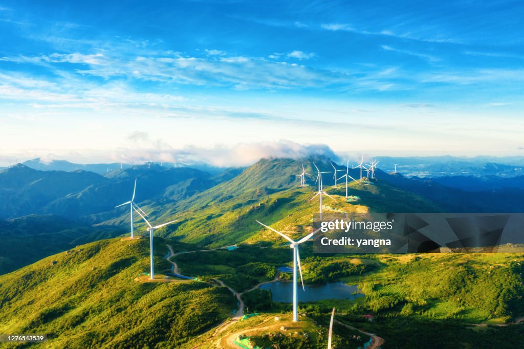 Large areas of wind power in the mountains