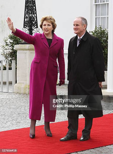 President of Ireland Mary McAleese and Martin McAleese attend Aras an Uachtarain on the first day of the state visit of H.S.H. Prince Albert on April...
