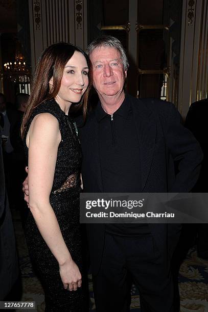 Regis Varnier and Elsa Zylberstein pose after she receives the medal "Chevalier des Arts et des lettres" at Ministere de la Culture on April 5, 2011...