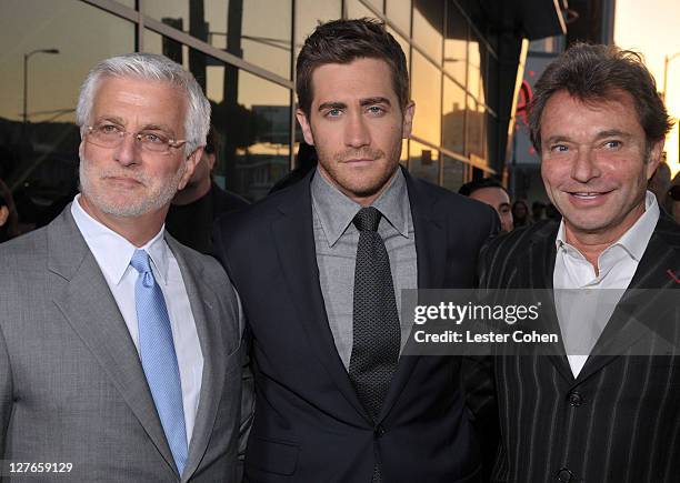 President of Summit Entertainment Rob Friedman, actor Jake Gyllenhaal and President and CEO of Summit Entertainment Patrick Wachsberger arrive at the...
